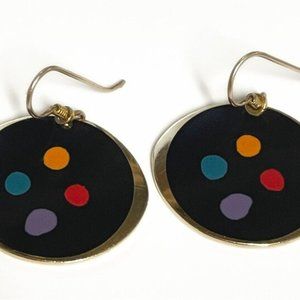 Laurel Burch PALETTE Earrings in Black - Retired Design and Discontinued Jewelry